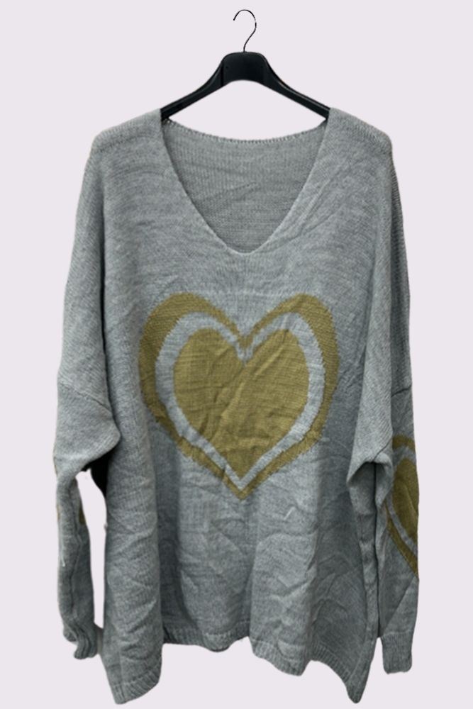 Heart Pattern Knitted Top