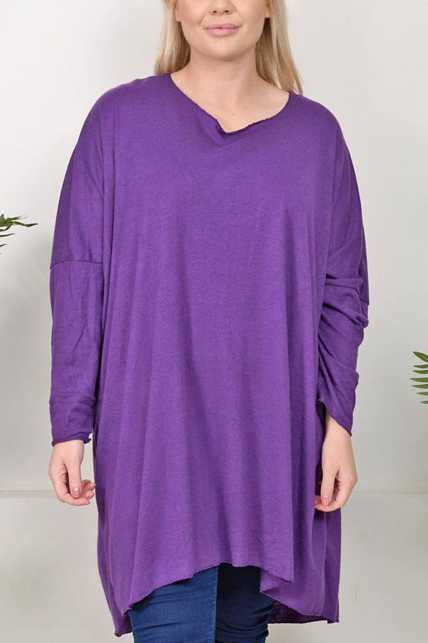 Plain Dipped Hem Viscose Dress