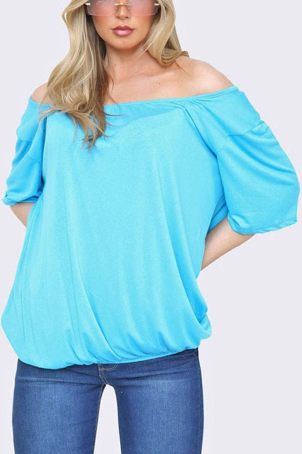 Scoop Neck Bubble Hem Top