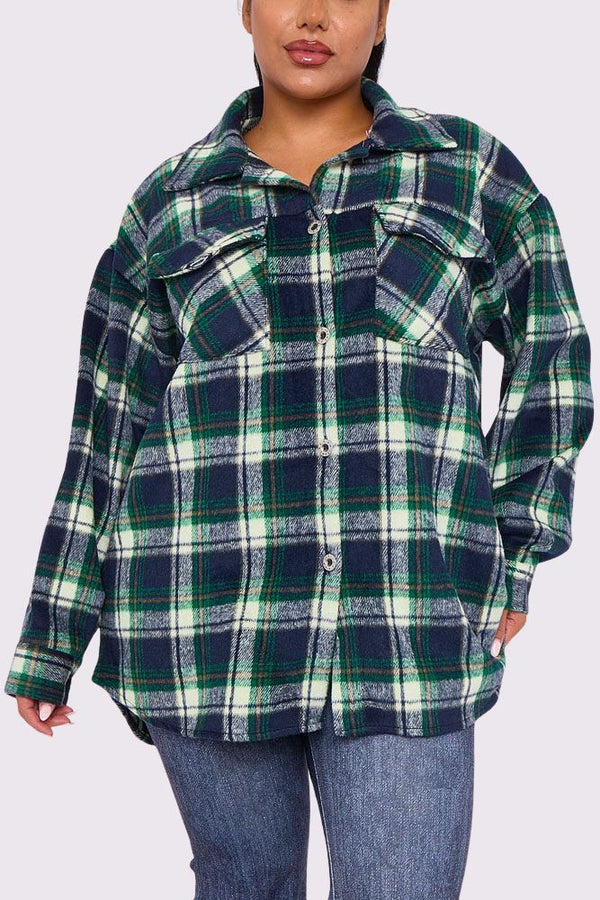 Plaid Print Front Pockets Shirt