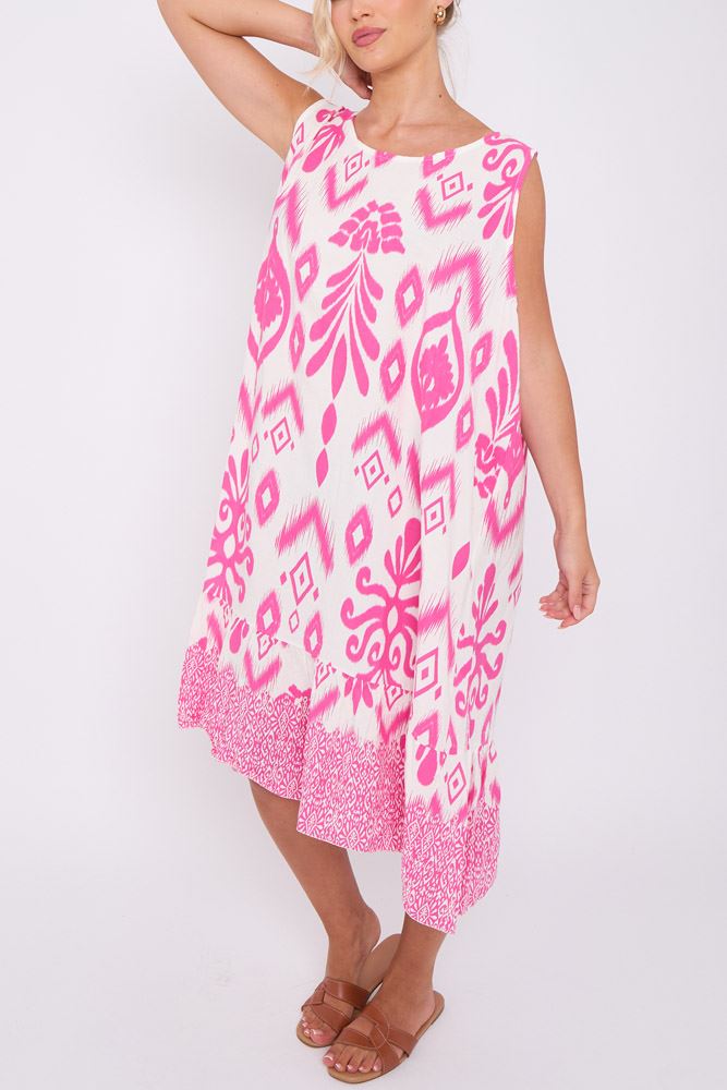 Aztec Baroque Print Back Tie Dress