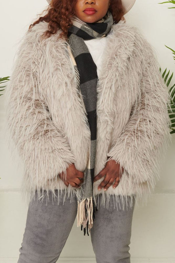 Plain Soft Feel Fux Fur Cardigan