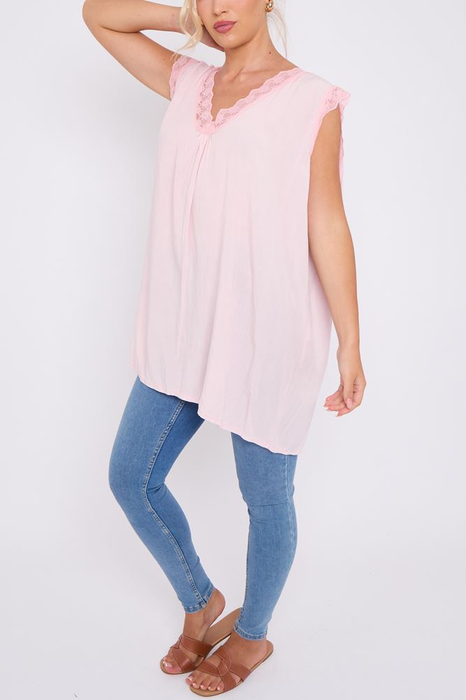 Plain Lace Neckline Top