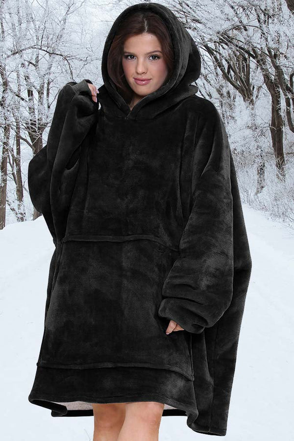 Plain Ultra Soft Front Pocket Oversize Hoodie Blanket