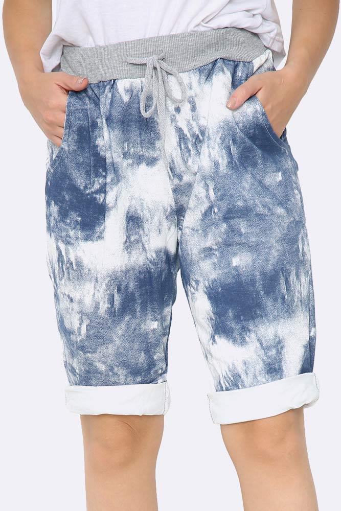 Italian Washed Tie Dye Print Cropped Pants