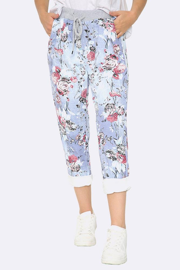 Floral Foldover Hem Jogger