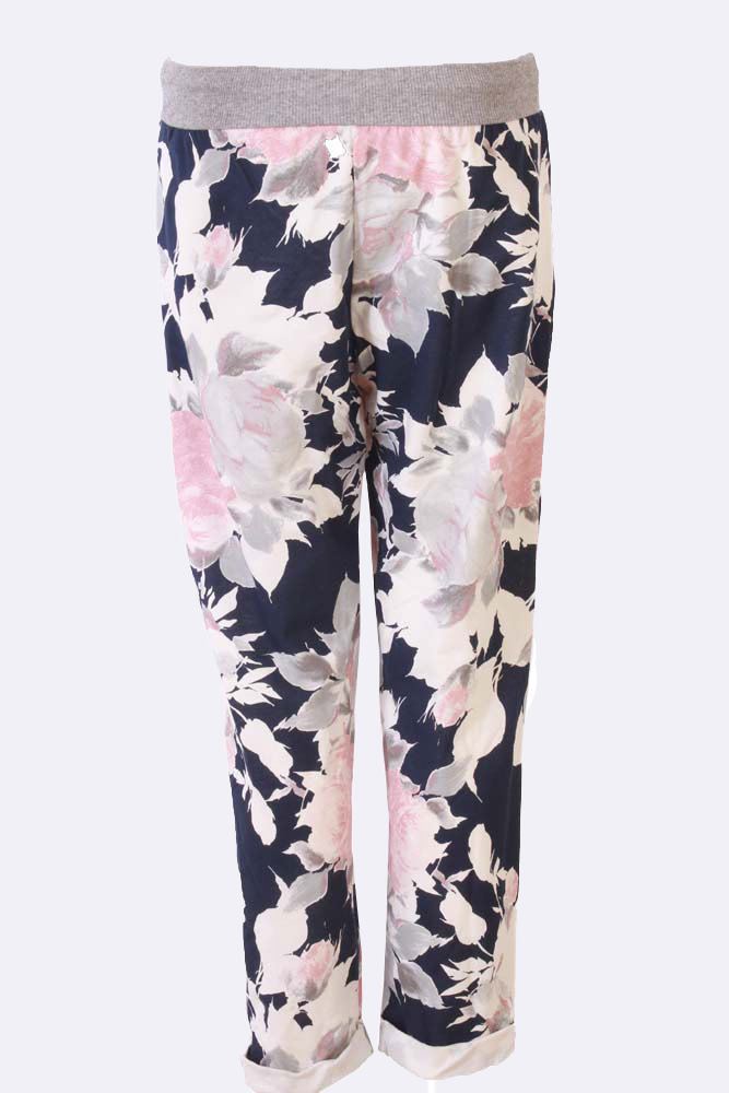 Iyana Roses Print Foldover Hem Trouser - Love My Fashions - Womens Fashions UK