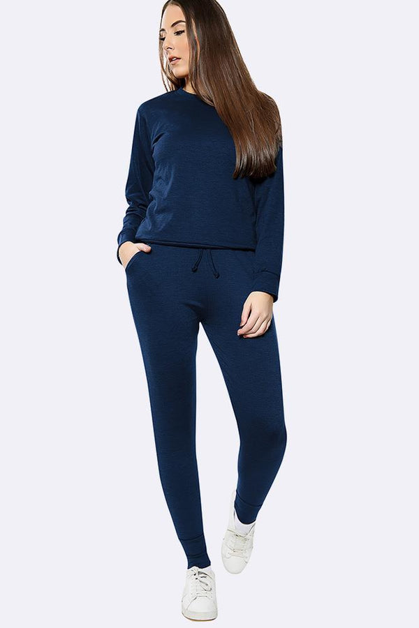 Plain Long Sleeve Top Loungewear Tracksuits_GRWO