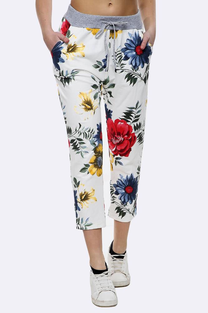 Ryleigh Cotton Big Rose Print Drawstring Trouser - Love My Fashions - Womens Fashions UK