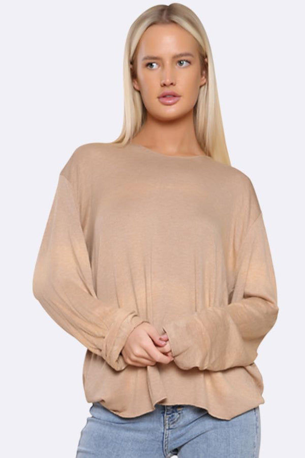 Italian Boat Neck Plain Oversized Top