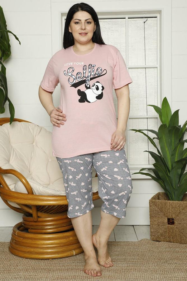 Love Your Selfie Panda Print 2pcs Pj Set