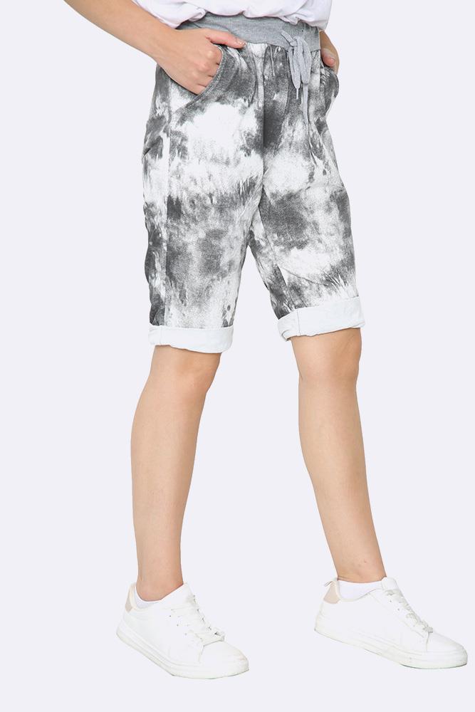 Italian Washed Tie Dye Print Cropped Pants