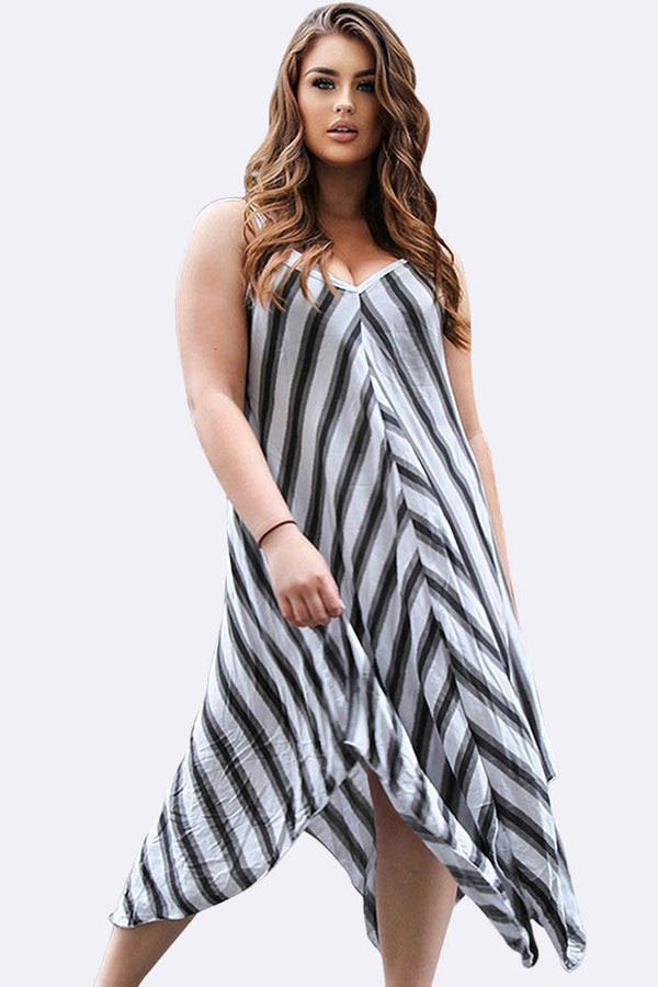 Italian Chevron Strappy Hanky Hem Dress