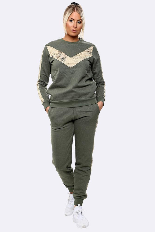 Snake Print Side Panel Loungwear Tracksuit