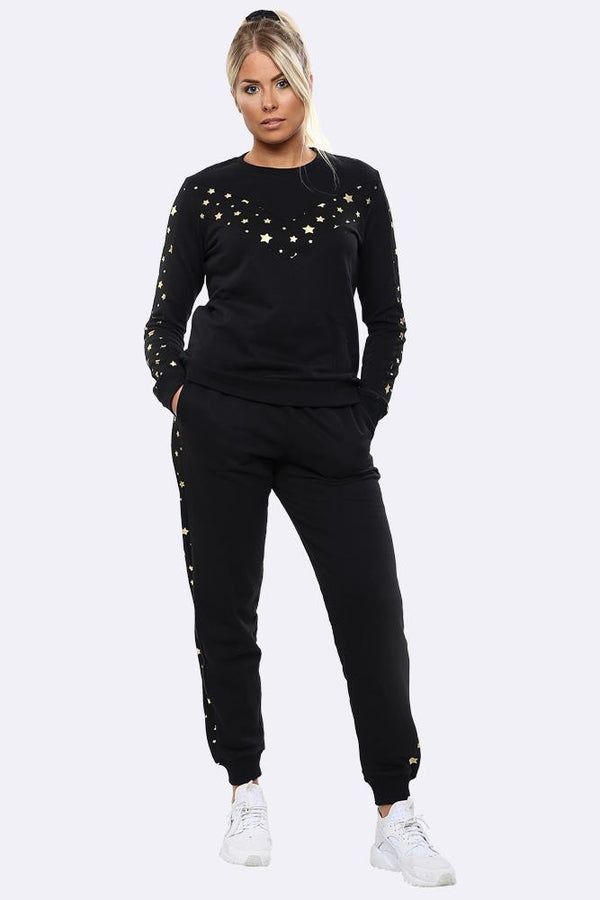 Star Print Side Panel Loungwear Tracksuits