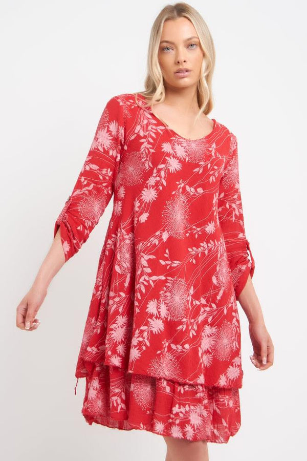 Italian Floral V Neck Lagenlook Dress