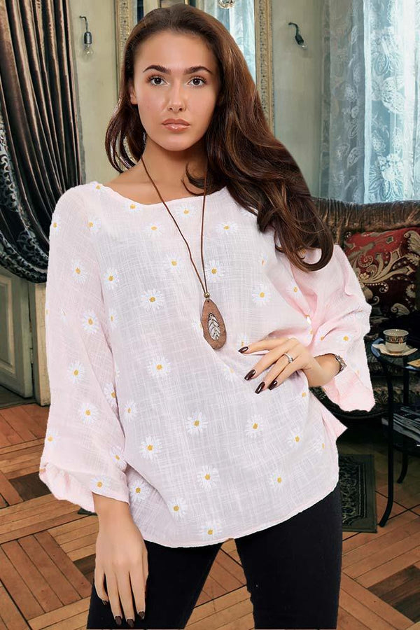 Italian Flower Print Tunic Top