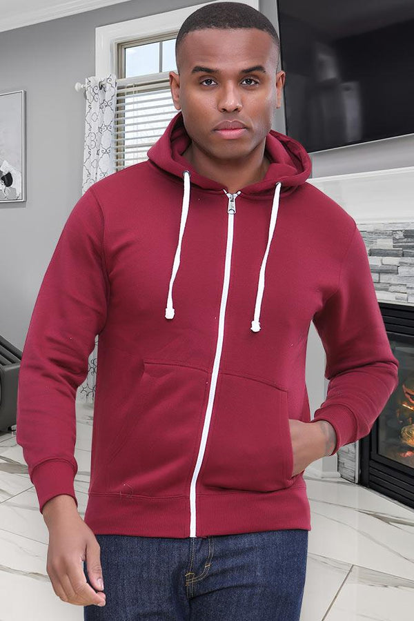 Mens Plain Zipped Hoodie