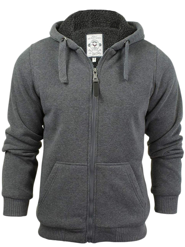 Mens Brave Soul Zone Sherpa Lined Hooded Sweatshirt_GRWO