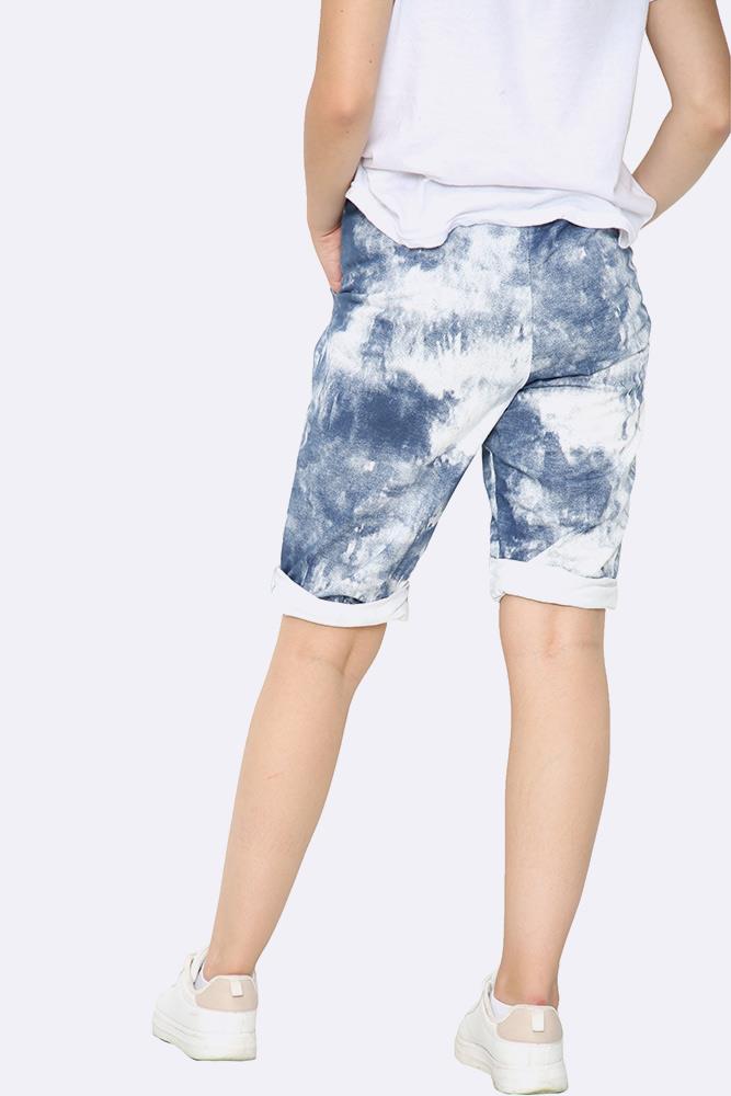 Italian Washed Tie Dye Print Cropped Pants