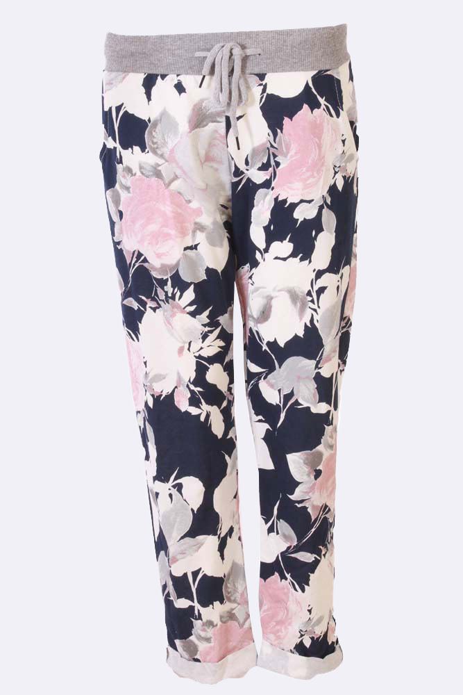 Iyana Roses Print Foldover Hem Trouser - Love My Fashions - Womens Fashions UK