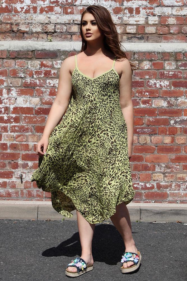 Italian Leopard Strappy Hanky Hem Dress