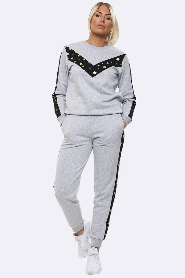 Star Print Side Panel Loungewear Tracksuit