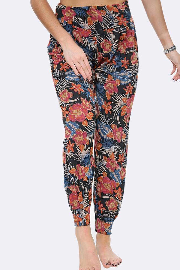 Palm Floral Print Ali Baba Hareem Trouser