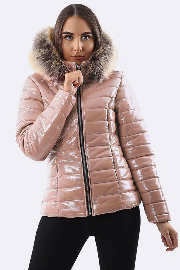 Georgia Quilted Faux Fur Hooded Long Sleeve Padded Jackets